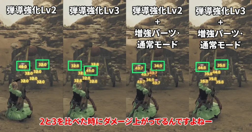 弾導強化のダメージ比較