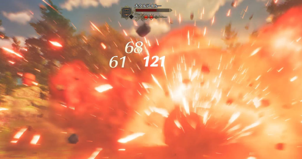 タルアイルーへの投擲爆弾のダメージ