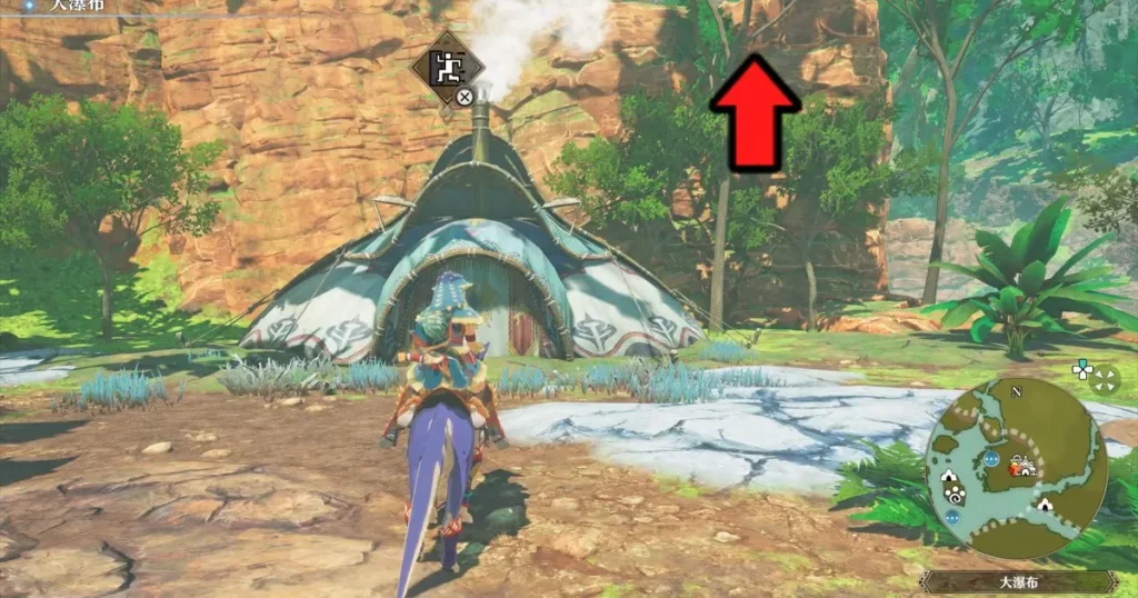 大瀑布キャンプの壁を登る