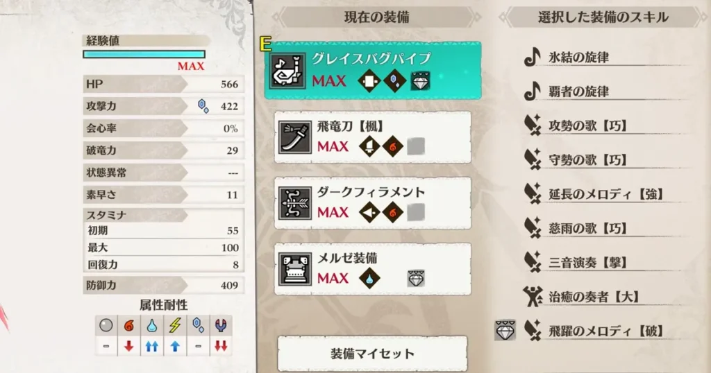 イブシマキヒコ・ナルハタタヒメ初討伐時の主人公の装備