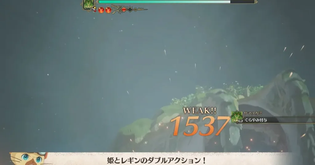 主人公とレギンのダブルアクション