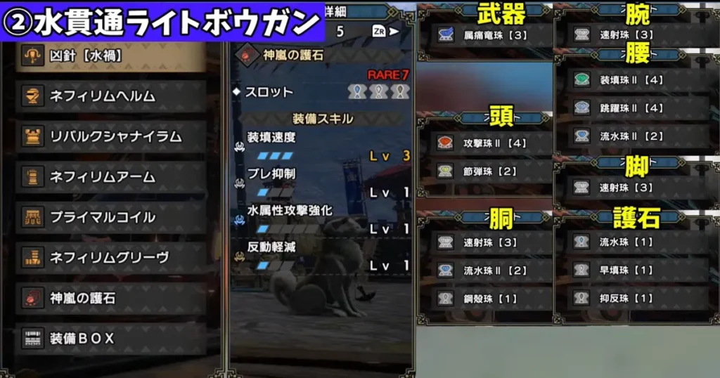 狂化型「水」属性貫通ライトボウガン装備2