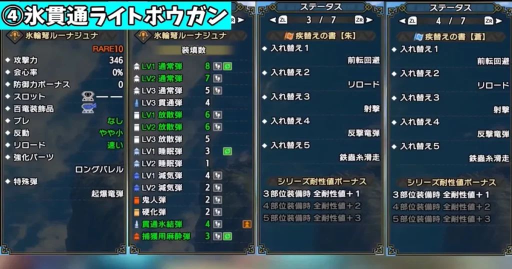 狂化型「氷」属性貫通ライトボウガン装備1